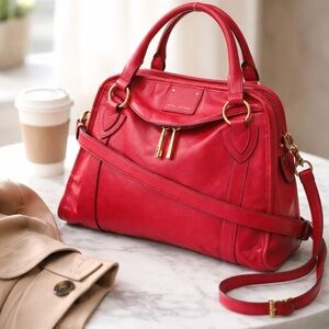 Marc Jacobs Fulton Leather Satchel – Raspberry | MADE in ITALY